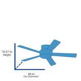 Harbor Breeze Beach Creek 44-Inch Ceiling Fan with LED Light, Brushed Nickel Finish, Remote, 3 Blades and Indoor Downrod or Flush-Mount Design