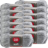 Red Heart Soft Yarn in Light Grey Heather, 12-Pack