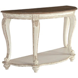 Bowery Hill Console Table with Chipped White and Brown Finish