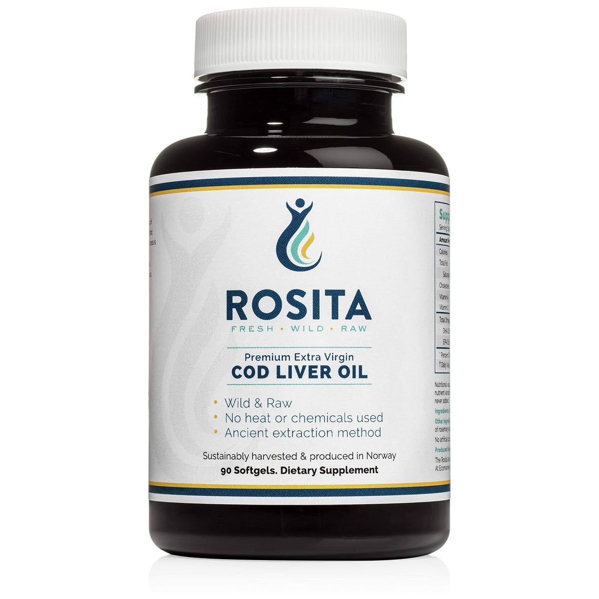 Rosita Premium Extra Virgin Cod Liver Oil Softgels, 90 Count