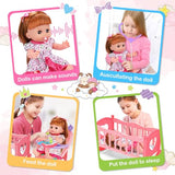 25-Piece Baby Doll Care Playset with 14 Doll Toys, Cradle, High Chair, Milk Bottle, Pacifier and Diaper for Girls and Boys Ages 3, 4, 5, 6+