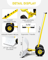 Outvita Wheeled Snow Plow Shovel with 29-Inch Wide by 18-Inch Long Blade, Adjustable Angle and Height, Padded Handle for Driveways and Pavement, Yellow