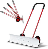 Outvita Wheeled Snow Plow Shovel with 29-Inch Wide by 18-Inch Long Blade, Adjustable Angle and Height, Padded Handle for Driveways and Pavement, Yellow