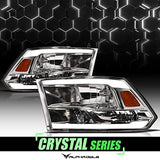 Alpha Owls 8710401 Crystal Headlights with Switchback Sequential LED Light Bar and Startup Light, Black and Amber, Fits 2009-2018 Dodge Ram 1500, 2500 and 3500 and 2019-2023 Classic Halogen Models