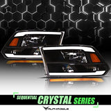 Alpha Owls 8710401 Crystal Headlights with Switchback Sequential LED Light Bar and Startup Light, Black and Amber, Fits 2009-2018 Dodge Ram 1500, 2500 and 3500 and 2019-2023 Classic Halogen Models