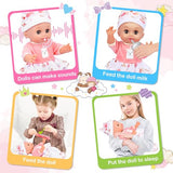 25-Piece Baby Doll Care Playset with 14 Doll Toys, Cradle, High Chair, Milk Bottle, Pacifier and Diaper for Girls and Boys Ages 3, 4, 5, 6+