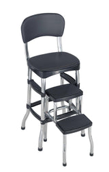 Cosco Black Retro Counter Chair and Step Stool