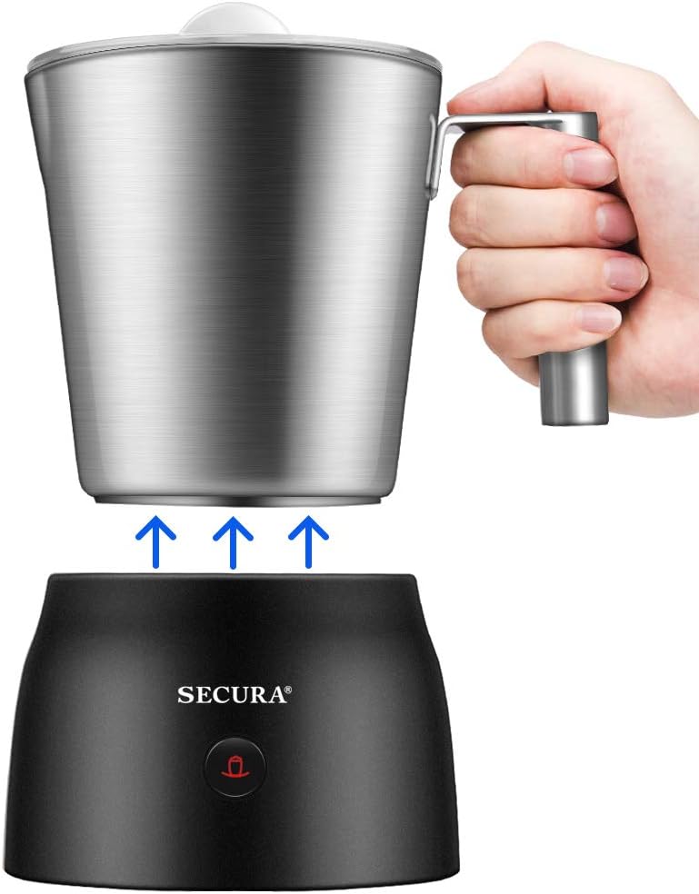 Pack of 2 Secura 17oz Electric Milk Frothers with Detachable Stainless Steel Design, Automatic Hot and Cold Foam, Hot Chocolate Function, Dishwasher-Safe Parts, 120V