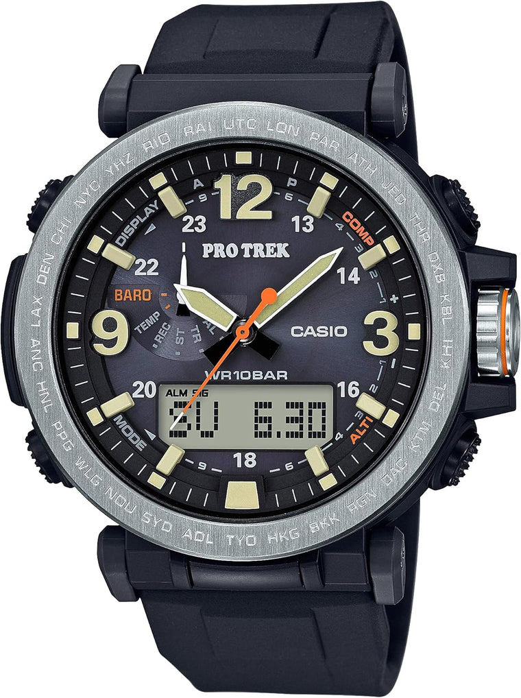 Casio Pro Trek PRG-600-1CR Tough Solar Watch with Triple Sensor, 52mm Analog-Digital Display