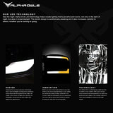 Alpha Owls 8710401 Crystal Headlights with Switchback Sequential LED Light Bar and Startup Light, Black and Amber, Fits 2009-2018 Dodge Ram 1500, 2500 and 3500 and 2019-2023 Classic Halogen Models