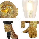 Golden Sitting Monkey Table Lamp, Vintage Resin Accent Lighting for Dining Rooms, Living Rooms, Bedrooms, Bars, and Cafes