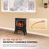 Electric Fireplace Stove Heater with 3D Realistic Flame Effects, Thermostat Control and Overheating Safety, 15 Cathedral Design