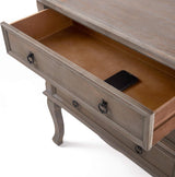 ClickDecor Thomas Antique Country-Style Dresser with 3 Drawers, Curved Legs and Black Ring Handles, Weathered Gray Wood Accent Furniture
