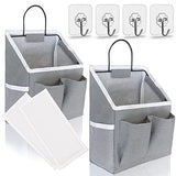 3-Piece Wall-Mounted Hanging Organizer Set with Linen Fabric Baskets, Pockets and Waterproof Storage for Kitchen, Bedroom, Office or RV Camper, White