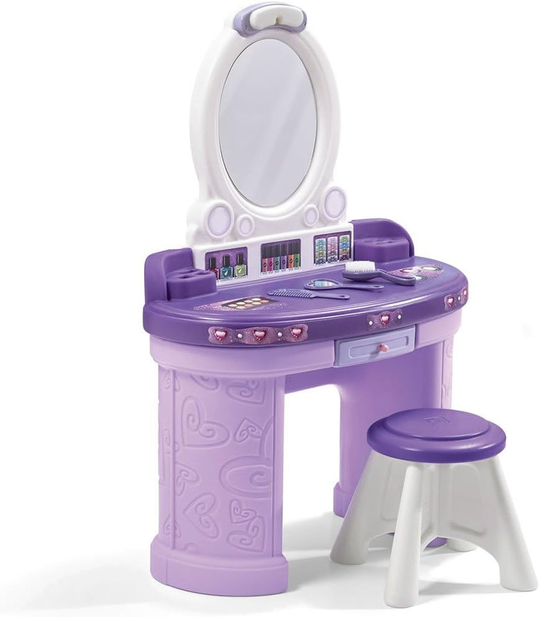 Step2 Pretty & Posh Kids Pretend-Play Vanity Set with Stool, Purple