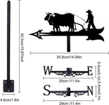 Retro Farmer-Shaped Metal Wind Vane with Roof Mount, Garden and Farmyard Weather Direction Indicator