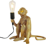 Golden Sitting Monkey Table Lamp, Vintage Resin Accent Lighting for Dining Rooms, Living Rooms, Bedrooms, Bars, and Cafes