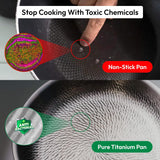 Titancore 10-Inch Pure Titanium Hammered Frying Pan, Naturally Nonstick 100% Titanium Cookware for All Stovetops with Minimum Oil, 10.23in, No Lid