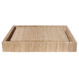 Eden Bath Rectangular Infinity Pool Sink, Honed Beige Travertine