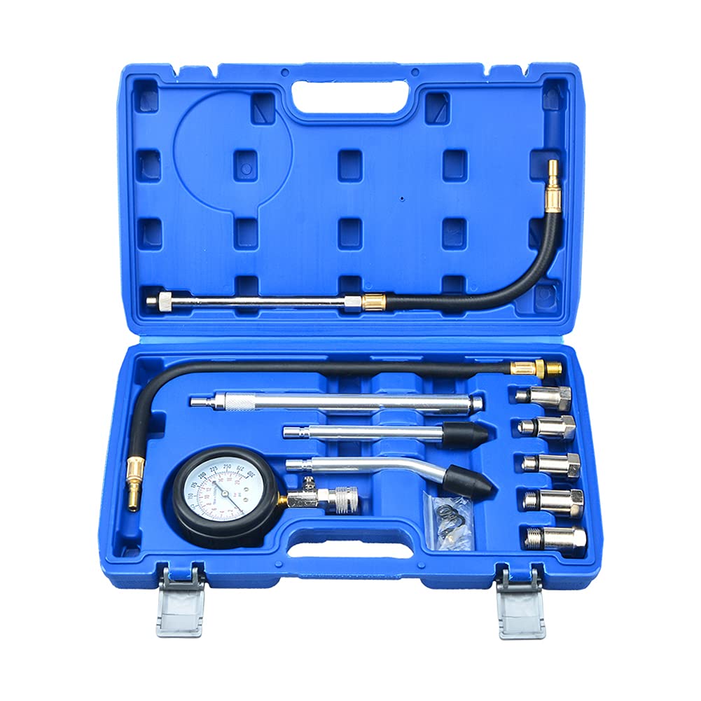 Prokomon Engine Compression Tester Kit for Petrol and Gasoline Engines, Featuring M10, M12, M14, M16, and M18 Adapters