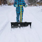 Outvita Wheeled Snow Plow Shovel with 29-Inch Wide by 18-Inch Long Blade, Adjustable Angle and Height, Padded Handle for Driveways and Pavement, Yellow