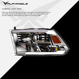 Alpha Owls 8710401 Crystal Headlights with Switchback Sequential LED Light Bar and Startup Light, Black and Amber, Fits 2009-2018 Dodge Ram 1500, 2500 and 3500 and 2019-2023 Classic Halogen Models