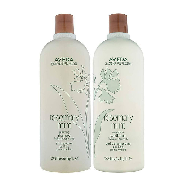 Aveda Mint Rosemary Purifying Shampoo and Weightless Conditioner Duo, Liter Size
