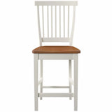 Homestyles Americana Traditional Wood Counter Stool with Antique White Finish and Oak Accents
