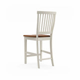 Homestyles Americana Traditional Wood Counter Stool with Antique White Finish and Oak Accents