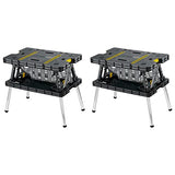 Portable Keter Folding Workbench for Garage and Wood Shop, Designed with 12 Clamps