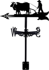 Retro Farmer-Shaped Metal Wind Vane with Roof Mount, Garden and Farmyard Weather Direction Indicator