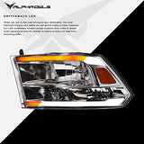 Alpha Owls 8710401 Crystal Headlights with Switchback Sequential LED Light Bar and Startup Light, Black and Amber, Fits 2009-2018 Dodge Ram 1500, 2500 and 3500 and 2019-2023 Classic Halogen Models
