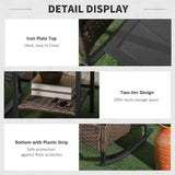 Outsunny 3-Piece Wicker Bistro Set with Rocking Chairs and Cushions, Dark Blue