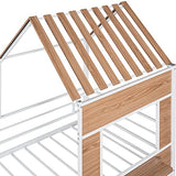 Harper & Bright Designs Twin Low Loft House Bed with Roof, Window, Guardrail and Ladder, Metal Kids Frame for Girls and Boys, White