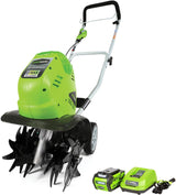 Greenworks 40V Cordless Tiller and Cultivator with 4.0Ah Battery and Charger, 10-Inch