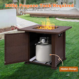 SINGLYFIRE SGFP-001C Square Propane Fire Pit Table, 28 Inch, 50,000 BTU, with Cover, Lid and 6.6 lbs Lava Rock, Brown