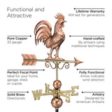 Good Directions Manchester Square Vinyl Cupola with Rooster Weathervane, 18 x 18 x 40 Inches